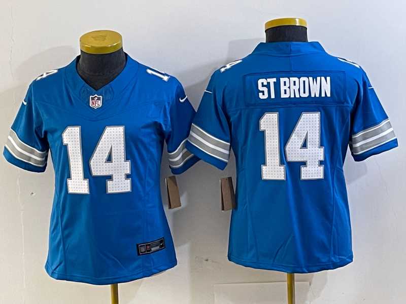 Women%27s Detroit Lions #14 Amon Ra St Brown Limited Blue 2024 FUSE Vapor Jersey->pittsburgh steelers->NFL Jersey